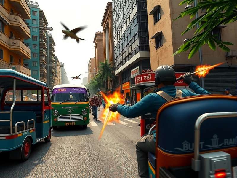 Urban Warfare Mumbai vehicle combat with auto-rickshaw and BEST bus